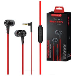 Casti UNIVERSAL HEADPHONES SOMOSTEL SMS-SJ01B 3.5 INCH BLACK RED EAR MAGIC FAIRY - FLAT CABLE