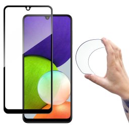 Wozinsky Flexi Nano Glass Hybrid with frame - Folie protecție ecran din Sticlă hibridă - compatibil cu Samsung Galaxy A22 4G - culoare Negru