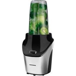 Blender sport Vitamiser 1000 HSB-T1000SS, 1000W, recipiente Tritan fara BPA 1/0.45L, rasnita inclusa, buton ON/OFF, 18000RPM, lame din inox, 2 capace suplimentare, carcasa din inox, argintiu/negru