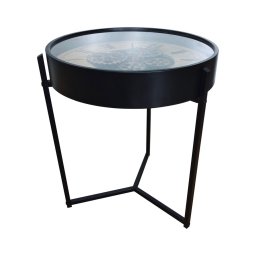 Globo B152573 - Măsuță de cafea cu ceas IVANA, Ø 49 cm, neagră