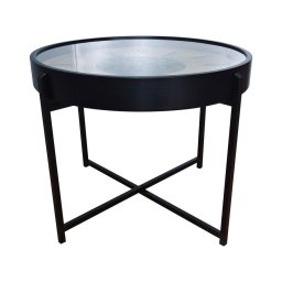 Globo B152574 - Măsuță de cafea cu ceas IVANA, Ø 71,5 cm, neagră