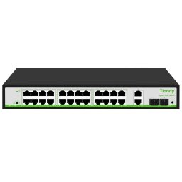Switch PoE Tiandy cu 24 porturi Gigabit, 280W, 2 Uplink si 2 SFP