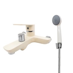 Baterie pentru cada cu para de dus Flow, bej deschis/crom, monocomanda