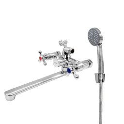 Baterie cada cu para de dus Flow, crom, zinc, pipa rotativa 360°