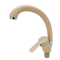 Baterie de bucatarie Flow bej/crom cu pipa fixa rotativa 360°