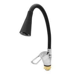 Baterie bucatarie Flow cu pipa flexibila, 2 functii, negru, zinc