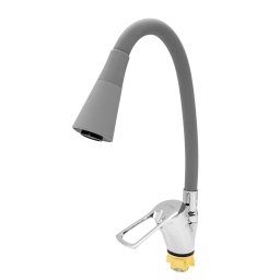 Baterie bucatarie Flow cu pipa flexibila 2 functii, gri/crom