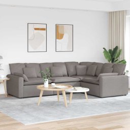 Canapea modulara cu perne, gri taupe, textil GartenMobel Dekor