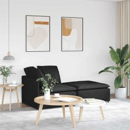 Canapea modulara cu taburet si perne, material textil, negru GartenMobel Dekor