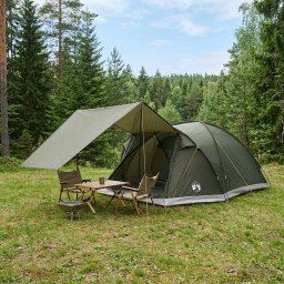 Tent Cabina Verde militar 6 persoane Poliester si otel GartenMobel Dekor