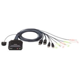 Switch KVM CS22DP 2-Port USB DisplayPort KVM Switch, Remote port selector, 1.2m cables