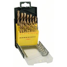 Set burghie metal, HSS-TIN, 1-10 mm, tija cilindrica, 19 buc