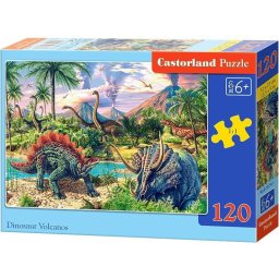 Puzzle Dinozaury przy wulkanach 120 elementów (30615676)