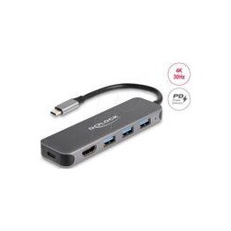 DeLOCK 3P USB Hub+4K HDMI+USB-C+PD 85W - 64171