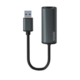 SAVIO Adapter USB-A 3.1 Gen.1 (M) to RJ-45 Gigabit Ethernet (F), 1000 Mbps, AK-55, grey
