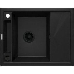 DEANTE BLACK NERO MATT MAGNETIC 1-BOWL GRANITE SINK WITH DRAINER