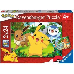Puzzle pentru copii Ravensburger Pikachu și prietenii săi (2 x 24 piese)