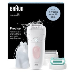 Epilator Epilator Wet & Dry, MicroGrip, Smart Light, 28 de pensete, 2 viteze, Cap de ras + Pieptene, Cap pentru incepatori, Saculet de voiaj Alb