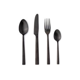 Set 16 tacamuri masa otel negru satinat 4x14,5h; 5x19h; 5x18,8h; 8x21,5h
