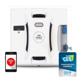 RESIGILAT: HOBOT 298 - Robot curățare geamuri cu pulverizator, Bluetooth, UPS Încorporat, Alb