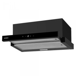 Hota incorporabila Samus HS6061DTGB, 200 W, Control electronic tactil, 3 trepte, parte frontala din sticla neagra, 611 mc/h, L 60 cm, Negru