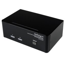 2 Port DVI VGA Dual Monitor KVM Switch USB with Audio & USB 2.0 Hub