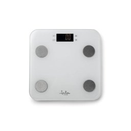 Cantar Cântar corporal digital 180 kg, Analiză corporală (BMI & grăsime), 4 senzori, Display LCD, Sticlă securizată, Pornire/Oprire automată, Alb