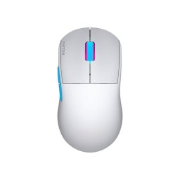 Mouse Quasar 2 Pro – Mouse wireless, dual-mode (2.4 GHz + Bluetooth), optic 26.000 DPI, 6 butoane + scroll, alb-auriu