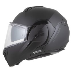 Casca moto Flip-Back, Cassida Black Out Multiflip Solid cu Ochelari Soare Integrati
