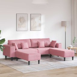 Canapea 3 pcs Roz 250 x 188 x 76 cm Catifea GartenMobel Dekor