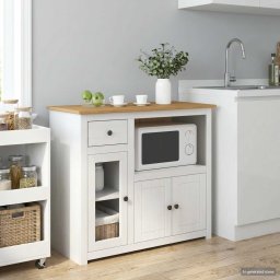 VidaXL Comoda pentru cuptor cu microunde PANAMA Alb si Ceara de Miere GartenMobel Dekor