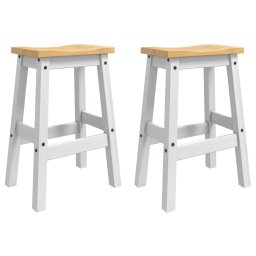 VidaXL Scaun de bar 2 pcs Alb si Ceara de Miere 44 x 30 x 63 cm GartenMobel Dekor