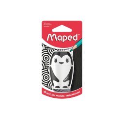 Ascutitoare Maped Shakky simpla cu rezervor, blister, pinguin