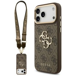 Husa Husa pentru iPhone 17 Pro Max - Guess Big 4G Classic Logo with Big Strap Metal Buttons (GUHCP17XP4G4BCSW) - Brown