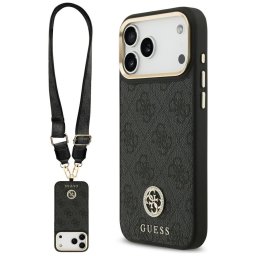 Husa Husa pentru iPhone 17 Pro Max - Guess 4G Strass Logo with Big Strap Metal Button MagSafe (GUHMP17XP4G4DCSK) - Black