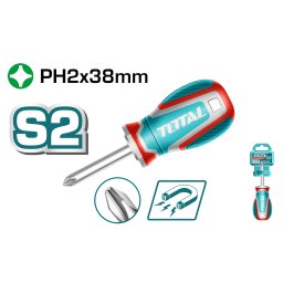 Surubelnita scurta Phillips PH2 magnetica 38 mm TOTAL Industrial