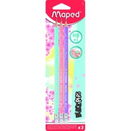 MAPED Black Peps Pastel set creioane grafit triunghiulare, cu radieră - HB