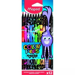 MAPED Color Peps Monster, set creioane colorate triunghiulare - 12 buc.