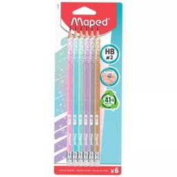 Maped: Creion triunghiular cu radieră, HB - 6 buc