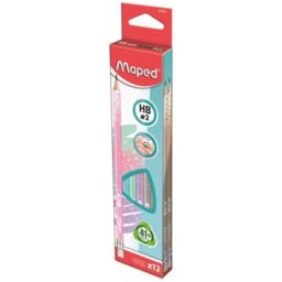 Maped: Creion triunghiular cu radieră, HB - 12 buc