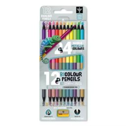 Ars Una: Creion colorat bicolor cu ascuțitoare - neon, set 12 buc.