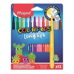 Set carioci Maped Color Peps Longlife, lavabile, 12 buc.