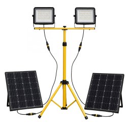 Kit iluminat pentru curte si gradina cu reflector LED solar si trepied reglabil, 800 lm, 6400K, V-TAC