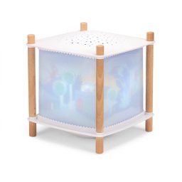 Lampa de veghe pentru copii cu 4 cantece de leagan, control remote, proiectie stele, cablu USB, Padure, Moulin Roty