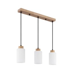 Globo 15977-3H - Lustră suspendată pe cablu ROWENA 3xE27/60W/230V stejar/alb