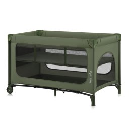 Patut pliant, lionelo, jasmin easy fold, pana la 15 kg, usor de pliat, cu doua nivele, cu saltea ergonomica t25, cu intrare laterala cu fermoar, 2 roti cu frana, 123 x 67 cm, conform cu en 716, 0-36 luni, verde