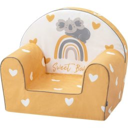 Fotoliu din burete, bubaba, pentru copii yellow hearts, 9 luni - 5 ani, cu husa detasabila