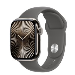 Apple Watch 10, GPS, Cellular, Carcasa Natural Titanium 42mm, Stone Grey Sport Band - S/M