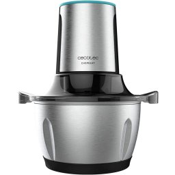 Tocator Cecotec ChopBeat 1500 TitanBlack 04186, 600W, 1.5 l, lame titan, vas inox, 2 viteze, Gri/Negru