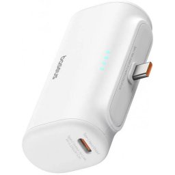 Baterie Externa Baseus Compact, 5000mAh, 20W, PD, 2 x USB-C, Alba